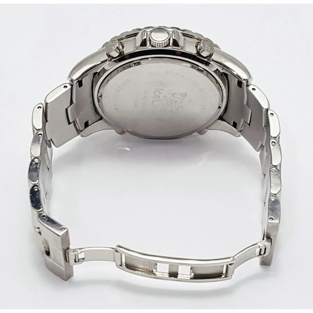 IceLink Marco Polo No. 1409 Black and Steel Watch w/Diamond Bezel and Strap 50mm